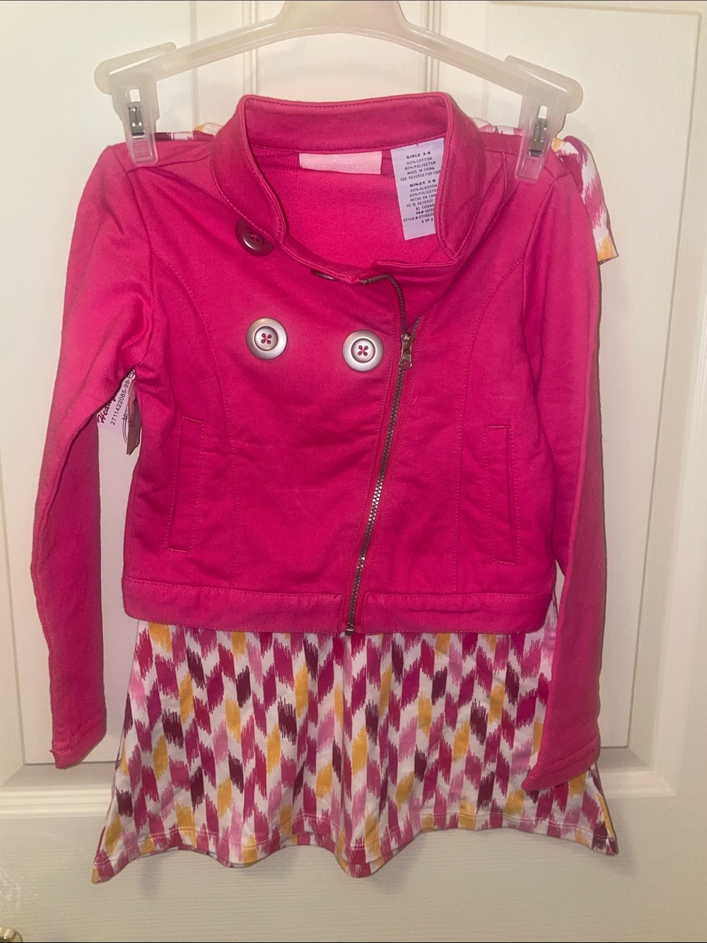 BNWT Kids Headquarters Pink and Yellowdress with matching jacket set, size 4
